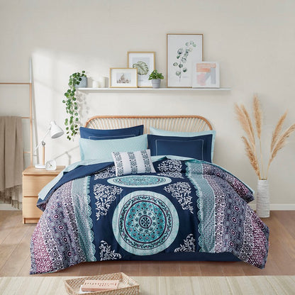 Loretta Navy Boho Comforter Set with Sheets