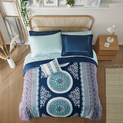 Loretta Navy Boho Comforter Set with Sheets