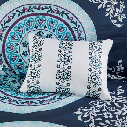 Loretta Navy Boho Comforter Set with Sheets