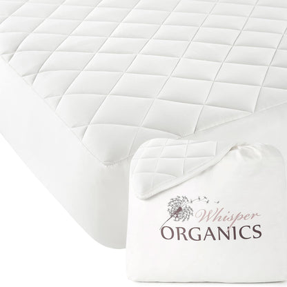 Luxury Organic Cotton Quilted Mattress Pad Protector - 100% Organic Cotton