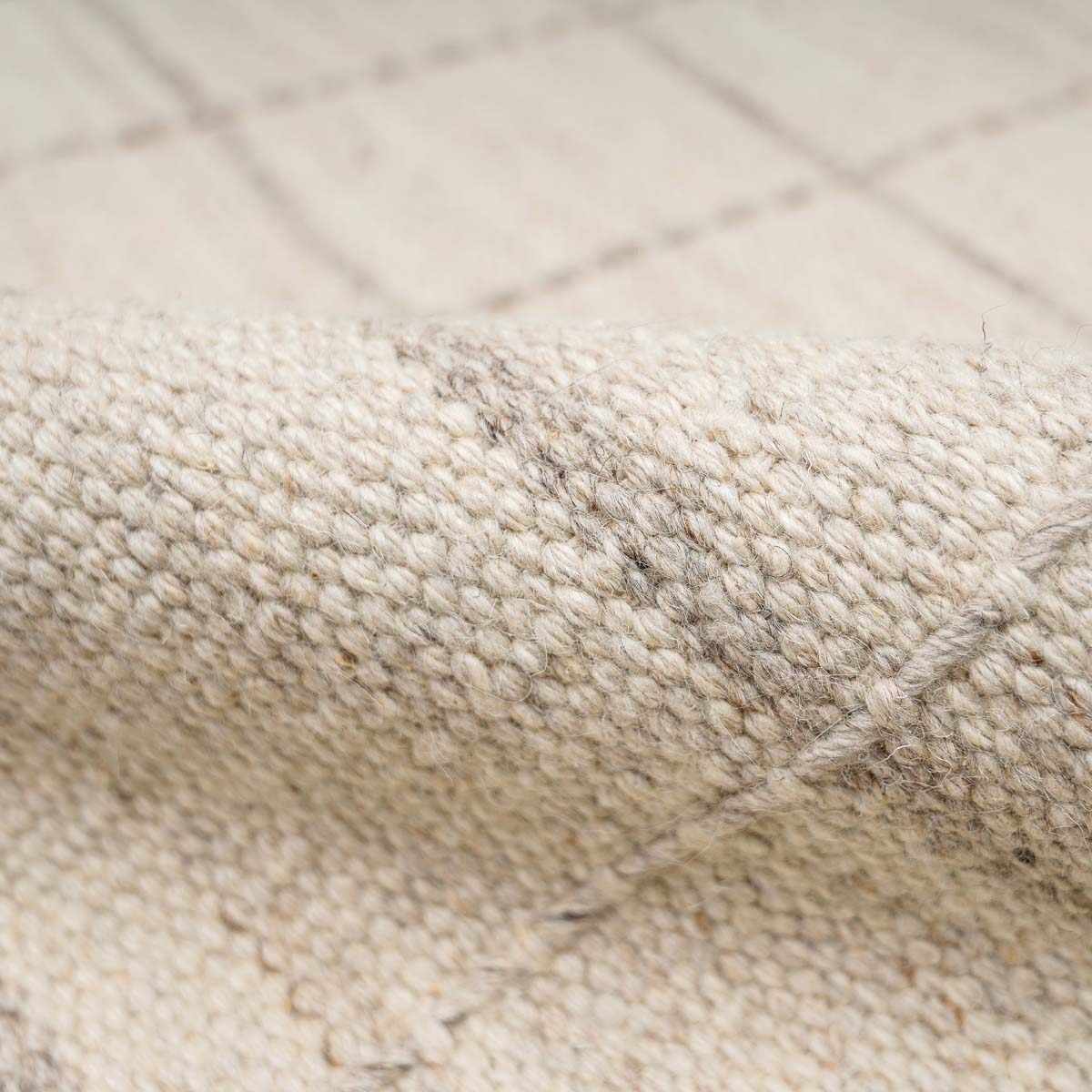 Nissa Cream Checkered Wool Rug