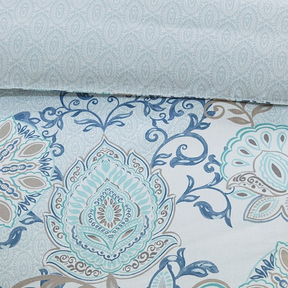 Madison Park Isla 3PC Cotton Blue Medallion Duvet Cover Set - Quahog Bay Bedding