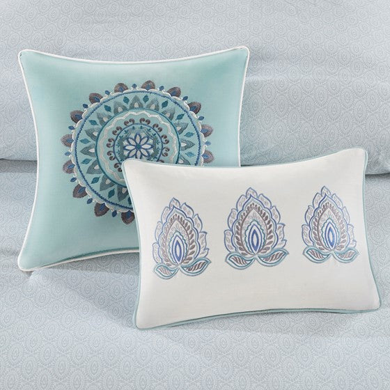 Madison Park Isla Coastal Blue Medallion Cotton Comforter Set 8PCS - Quahog Bay Bedding