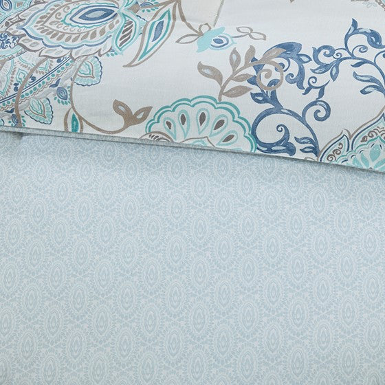Madison Park Isla Coastal Blue Medallion Cotton Comforter Set 8PCS - Quahog Bay Bedding