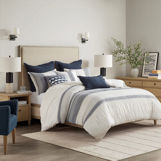 Madison Park Murphy Oversized Cotton Jacquard 8PC Comforter Set - Quahog Bay Bedding