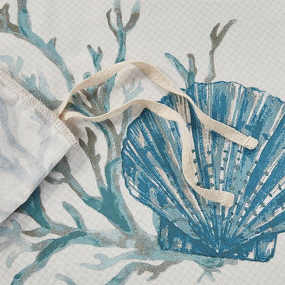 Madison Park Pebble Beach 6 Piece Cotton Sateen Duvet Cover Set - Aqua - Quahog Bay Bedding