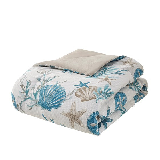 Madison Park Pebble Beach Cotton Sateen Comforter Set 7PC - Aqua - Quahog Bay Bedding