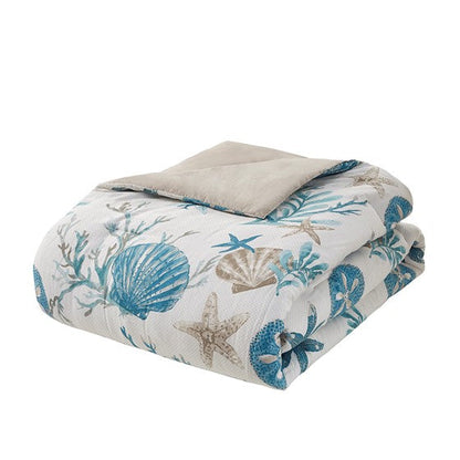 Madison Park Pebble Beach Cotton Sateen Comforter Set 7PC - Aqua - Quahog Bay Bedding