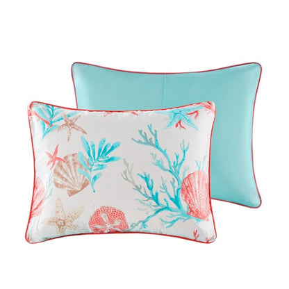 Madison Park Pebble Beach Cotton Sateen Comforter Set 7PC - Coral - Quahog Bay Bedding