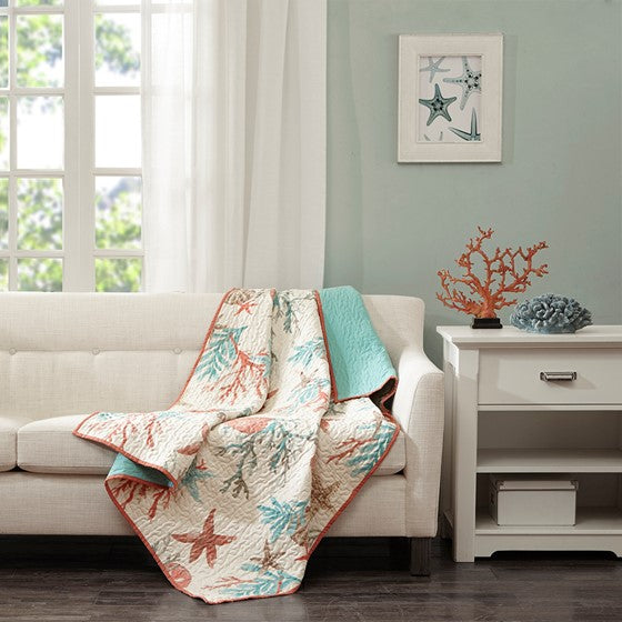 Madison Park Pebble Beach Oversized Cotton Quilted Throw - Quahog Bay Bedding