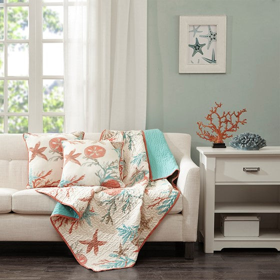 Madison Park Pebble Beach Oversized Cotton Quilted Throw - Quahog Bay Bedding