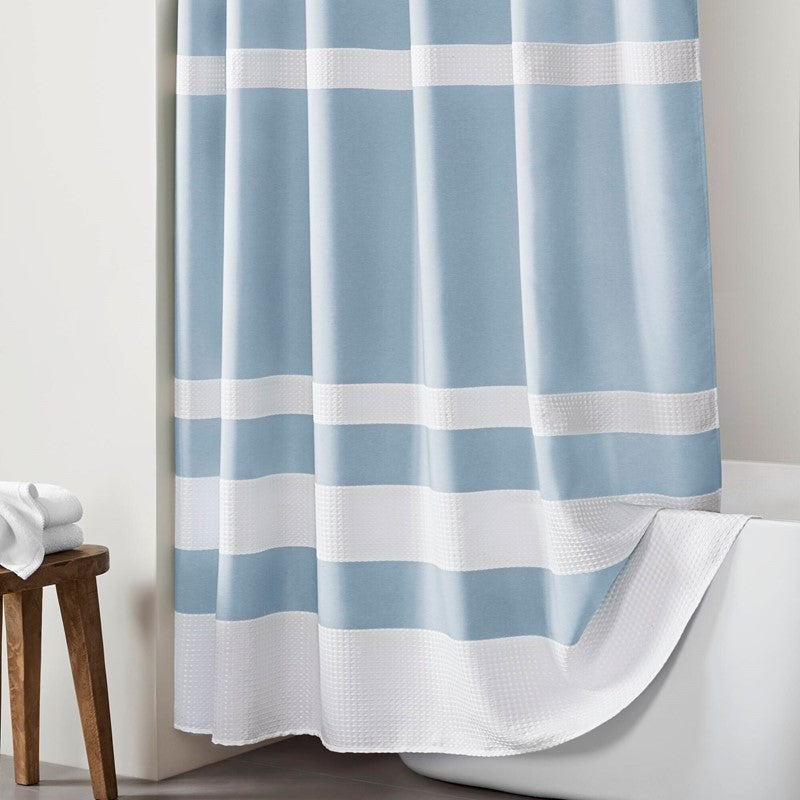 Madison Park - Spa Waffle Shower Curtain - Blue