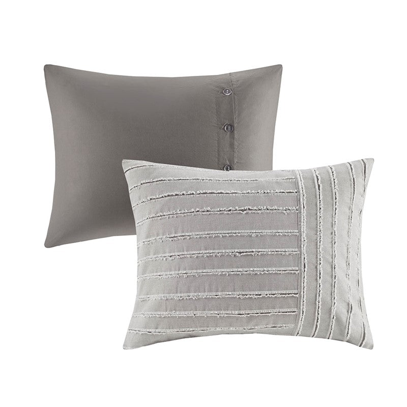 Oversized Cotton Clipped Jacquard Farmhouse Style Comforter Set - Grey