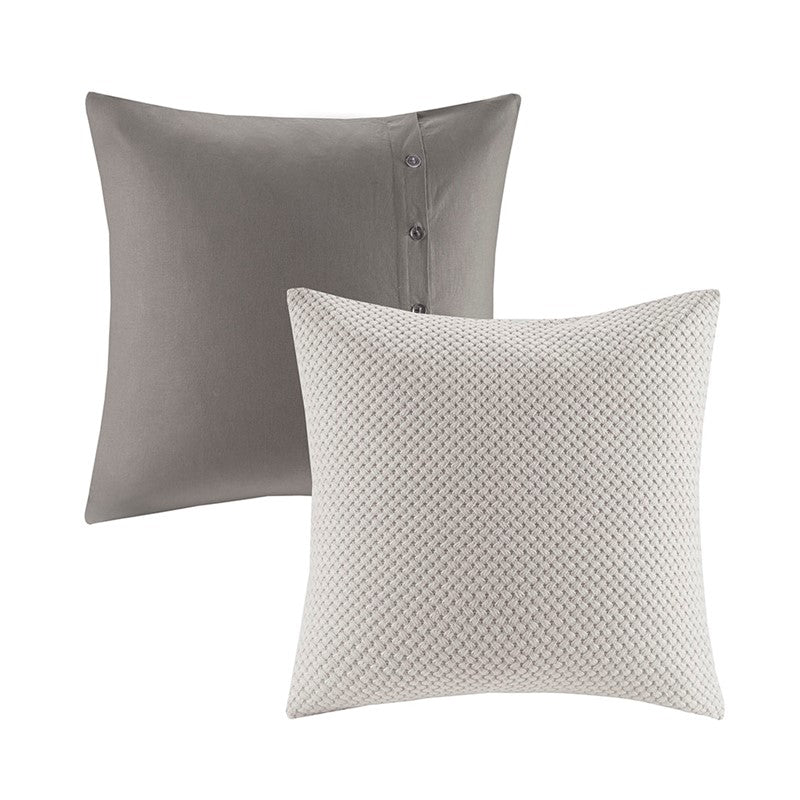 Oversized Cotton Clipped Jacquard Farmhouse Style Comforter Set - Grey