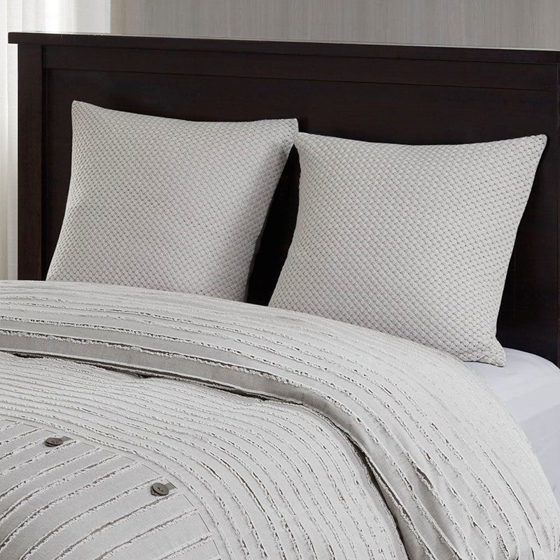 Oversized Cotton Clipped Jacquard Farmhouse Style Comforter Set - Grey