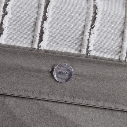 Oversized Cotton Clipped Jacquard Farmhouse Style Comforter Set - Grey