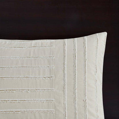 Oversized Cotton Clipped Jacquard Farmhouse Style  Comforter Set - Ivory