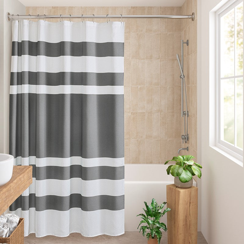 Madison Park - Spa Waffle Shower Curtain - Charcoal