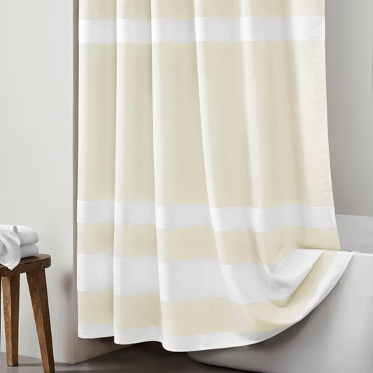 Madison Park - Spa Waffle Shower Curtain - Cream