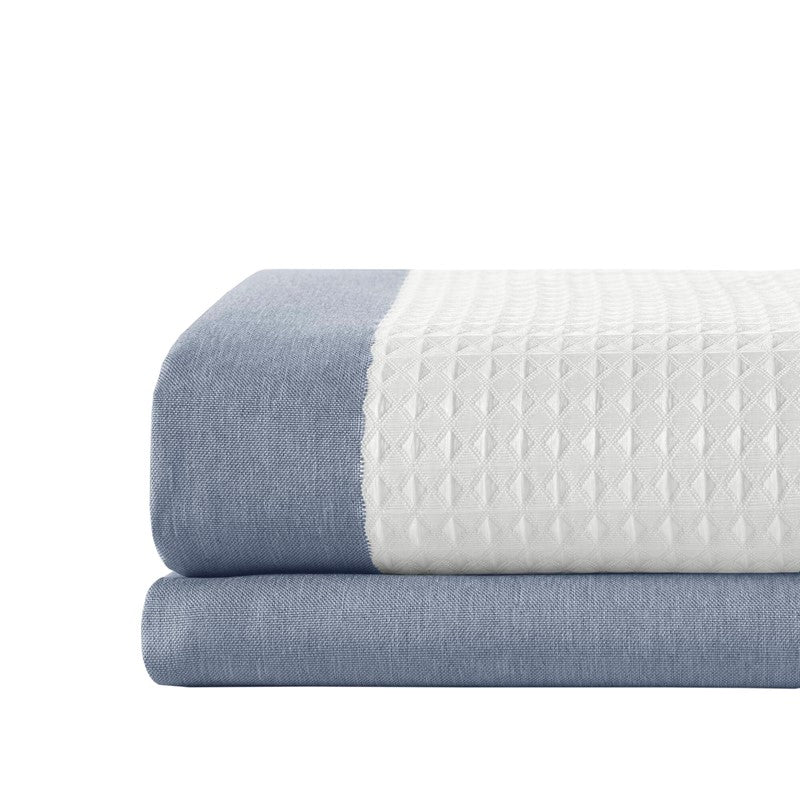 Madison Park - Spa Waffle Shower Curtain - Dark Blue