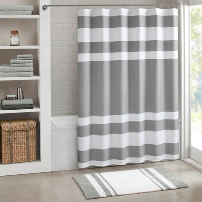 Madison Park - Spa Waffle Shower Curtain - Grey