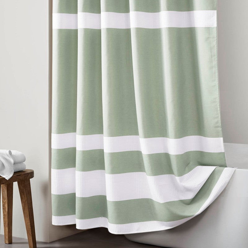 Madison Park - Spa Waffle Shower Curtain - Sage Green