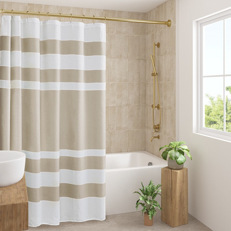 Madison Park - Spa Waffle Shower Curtain - Taupe