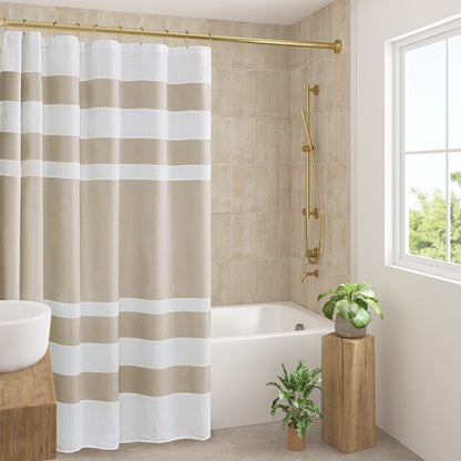 Madison Park - Spa Waffle Shower Curtain - Taupe