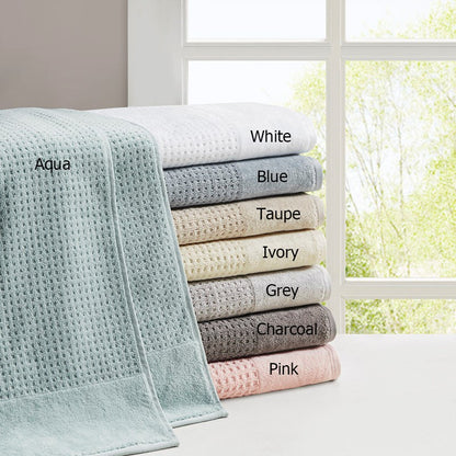 Madison Park Spa Waffle Cotton 6PC Jacquard Bath Towel Set - Grey