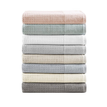 Madison Park Spa Waffle Cotton 6PC Jacquard Bath Towel Set - Grey