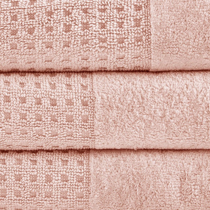 Madison Park Spa Waffle Cotton 6PC Jacquard Bath Towel Set - Pink