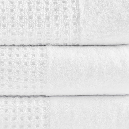 Madison Park Spa Waffle Cotton 6PC Jacquard Bath Towel Set - White