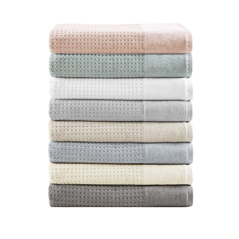 Madison Park Spa Waffle Cotton 6PC Jacquard Bath Towel Set - White