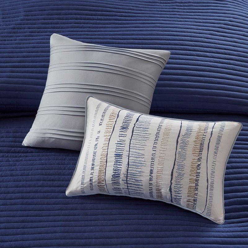 Nautical Navy King Quilt And Comforter Set - Marina 8PC