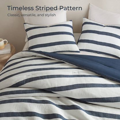 Merritt Striped Comforter Set | Yarn-Dyed Nautical Bedding | Blue & White