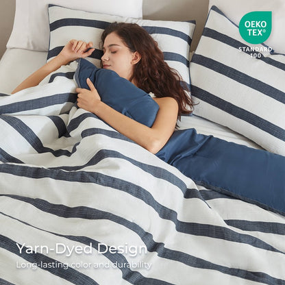 Merritt Striped Comforter Set | Yarn-Dyed Nautical Bedding | Blue & White
