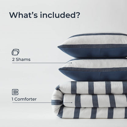 Merritt Striped Comforter Set | Yarn-Dyed Nautical Bedding | Blue & White