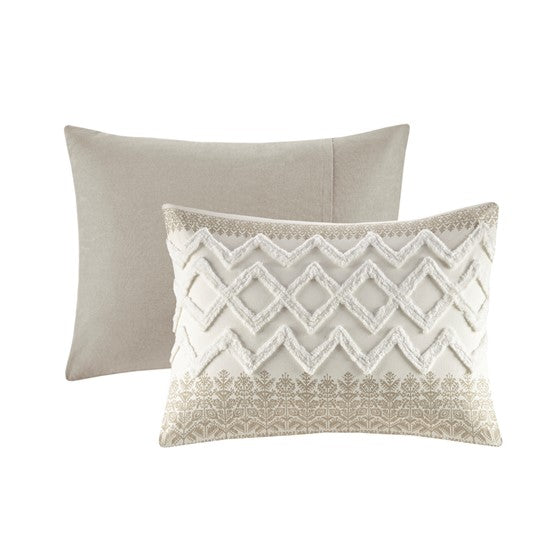 Mila Contemporary Cotton Comforter Set with Chenille Tufting in Taupe - Quahog Bay Bedding