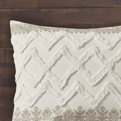Mila Contemporary Cotton Comforter Set with Chenille Tufting in Taupe - Quahog Bay Bedding