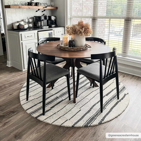 Moorebank Black Striped Wool Rug - Quahog Bay Bedding