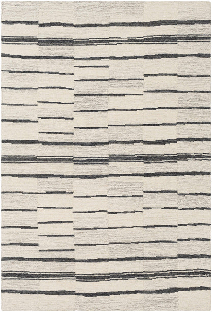 Moorebank Black Striped Wool Rug - Quahog Bay Bedding