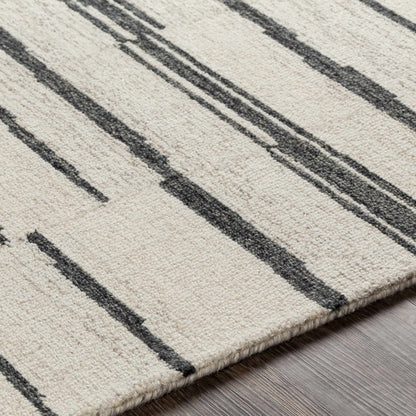 Moorebank Black Striped Wool Rug - Quahog Bay Bedding