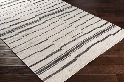 Moorebank Black Striped Wool Rug - Quahog Bay Bedding