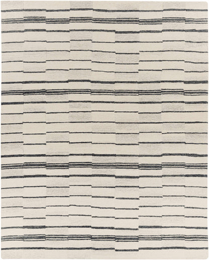 Moorebank Black Striped Wool Rug - Quahog Bay Bedding