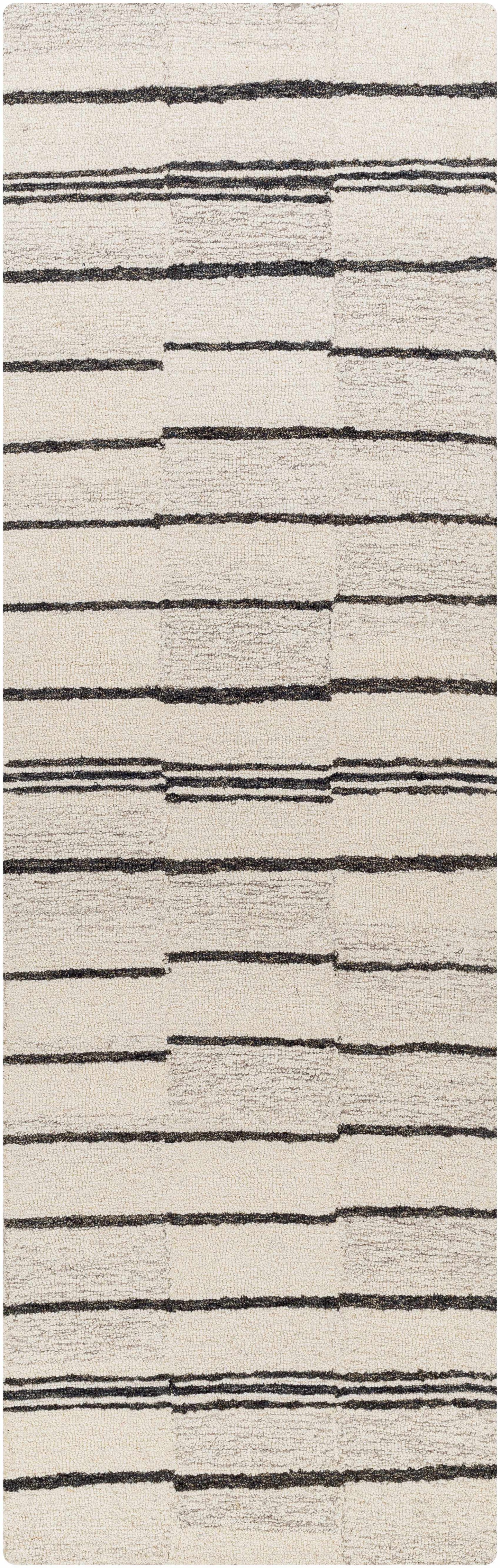 Moorebank Black Striped Wool Rug - Quahog Bay Bedding