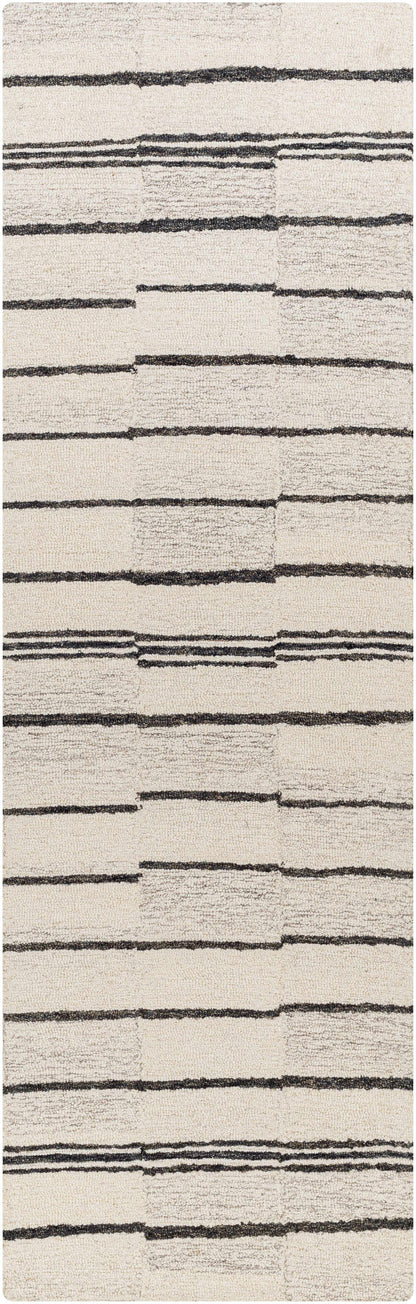 Moorebank Black Striped Wool Rug - Quahog Bay Bedding