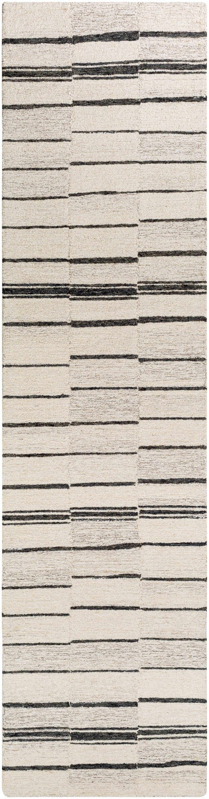 Moorebank Black Striped Wool Rug - Quahog Bay Bedding