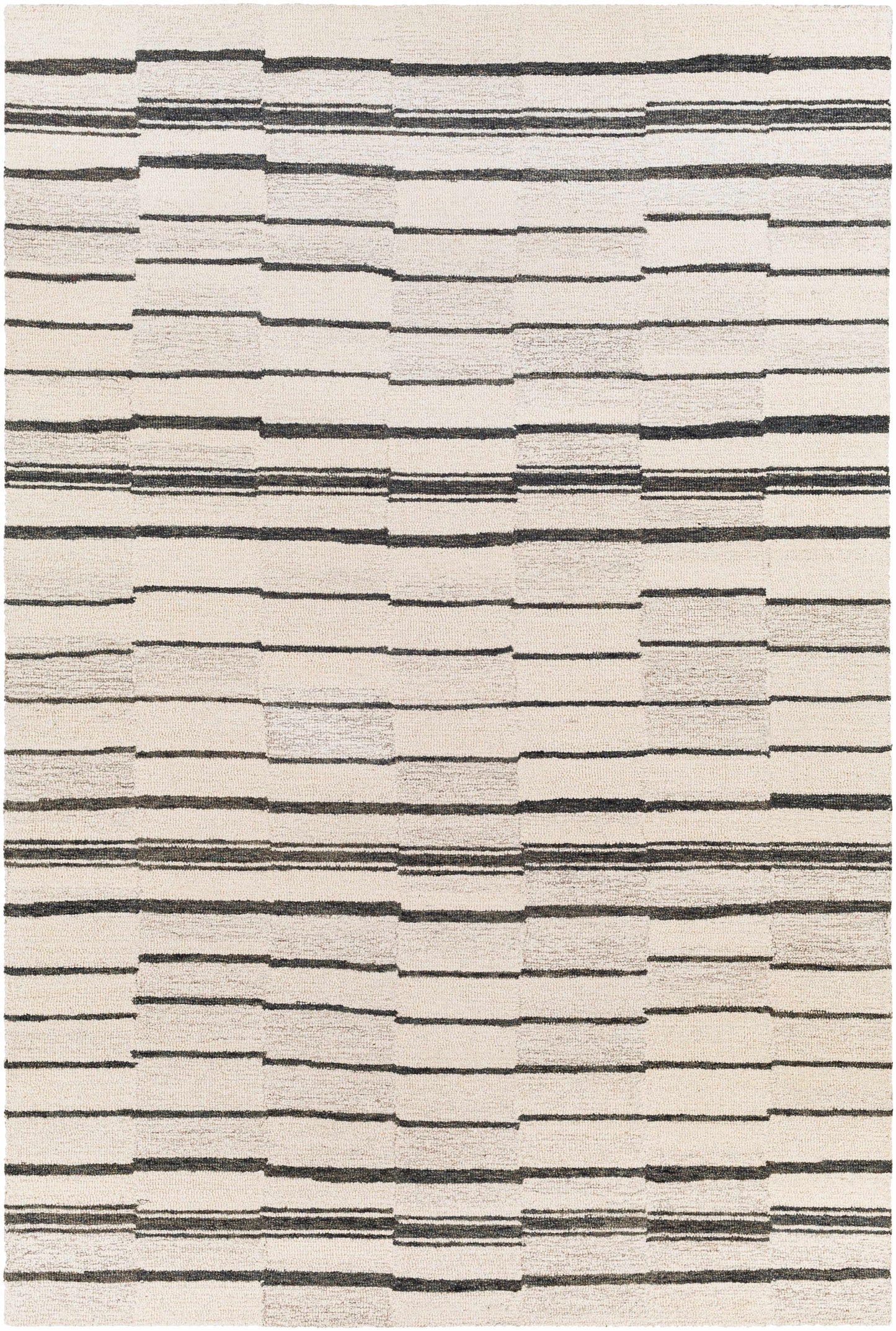 Moorebank Black Striped Wool Rug - Quahog Bay Bedding
