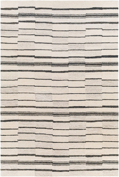 Moorebank Black Striped Wool Rug - Quahog Bay Bedding