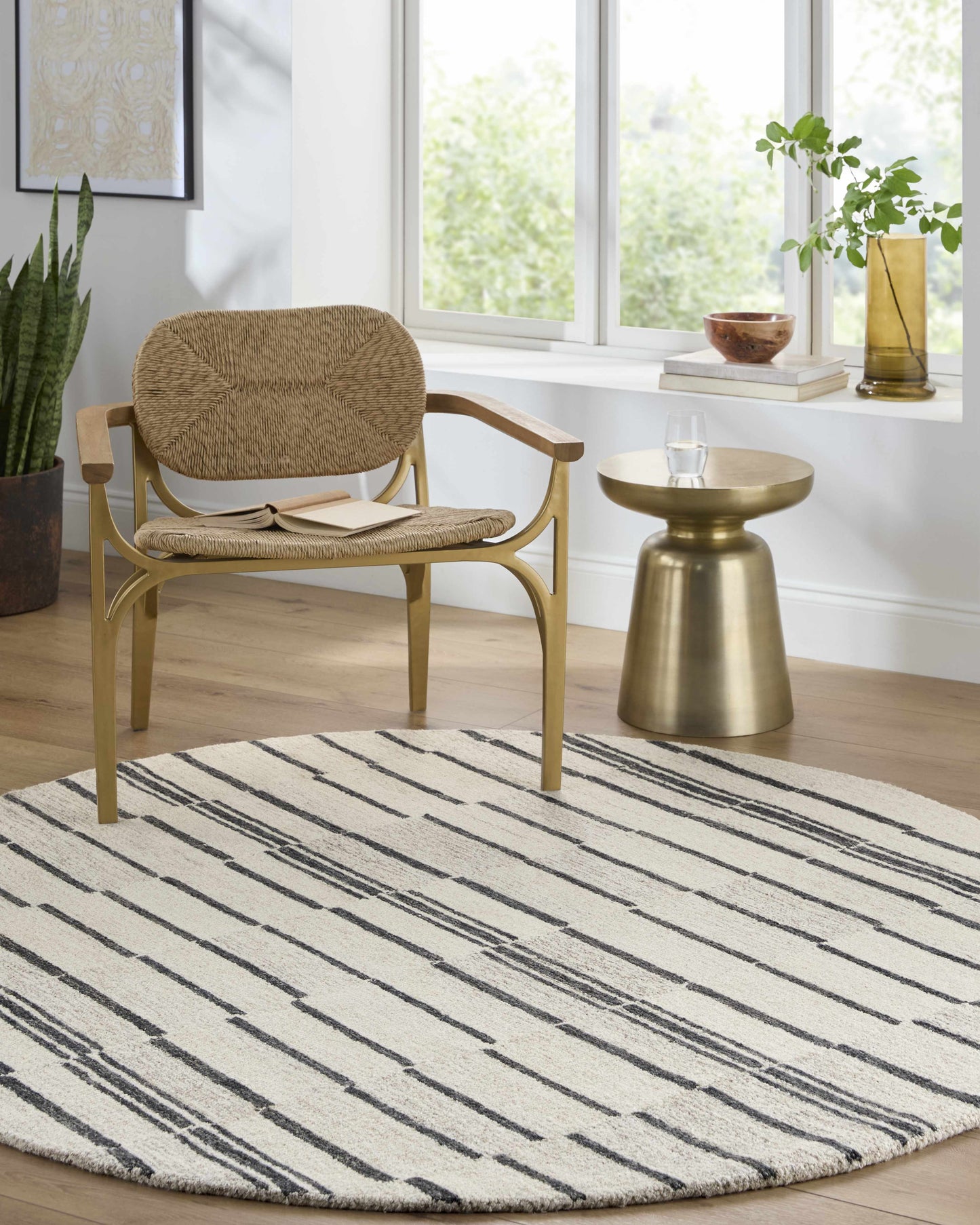 Moorebank Black Striped Wool Rug - Quahog Bay Bedding